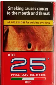 25 шт (толстые). Сигареты "25 XXL" Red (25 два икса ель.) Цена за блок (8 пачек)