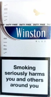 Сигареты "Winston blue" Super Slims. Duty free (Винстон синий / слимс) (Целофан). Цена за блок (10 пачек)